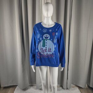 Holiday Time "Let It Snow" Snowman Snowflakes Ugly Christmas Sweater Size M
